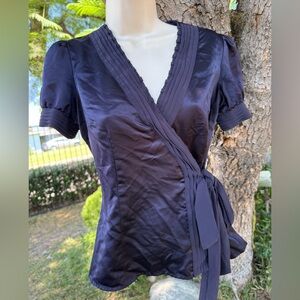 Elegant Navy Wrap Top